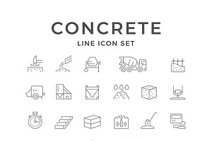 Set line icons of concrete, an Outline Icon by motorama