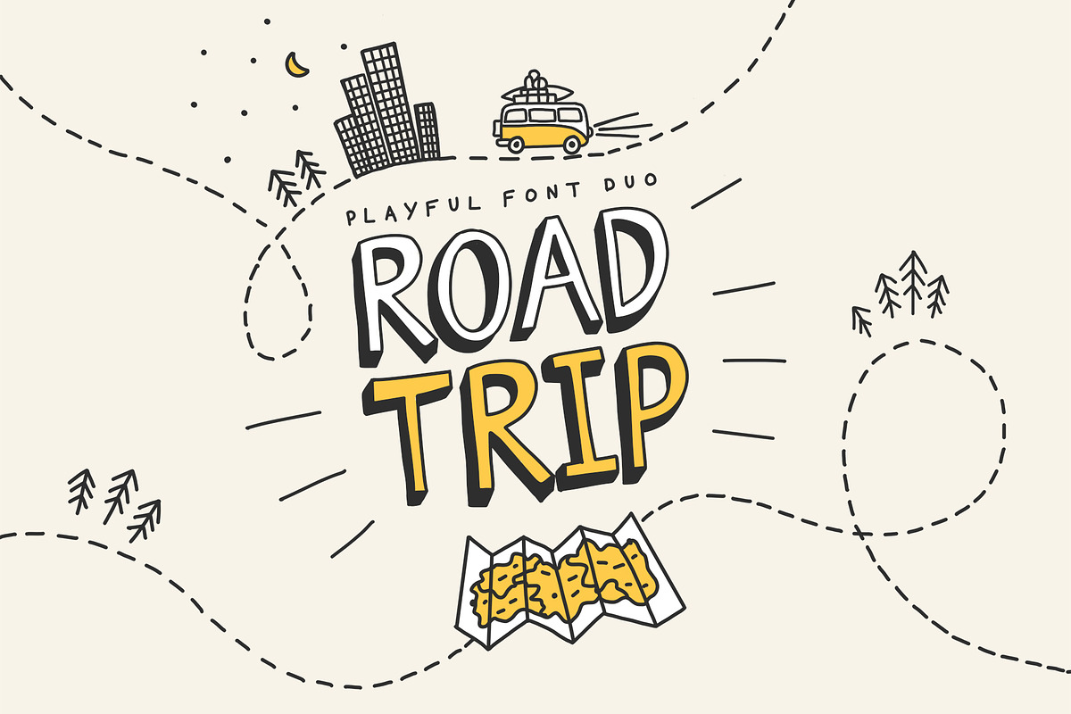 Road Trip | Hand Drawn Font Duo, a Serif Font by Laura Ingham (Photo 1 of 8)