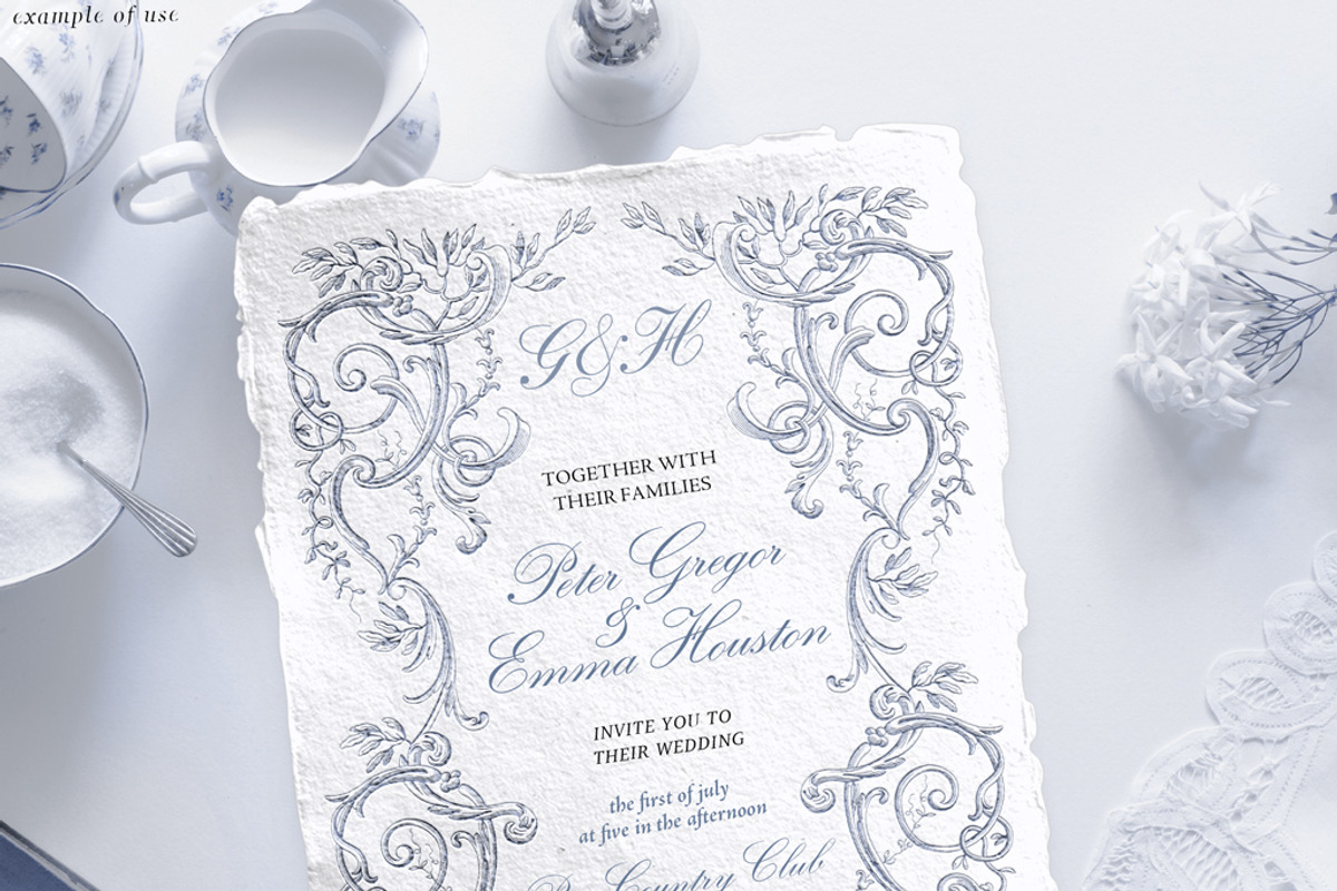 Baroque frames wedding clip art blue, a Decorative Illustration by GrafikBoutique (Photo 8 of 11)