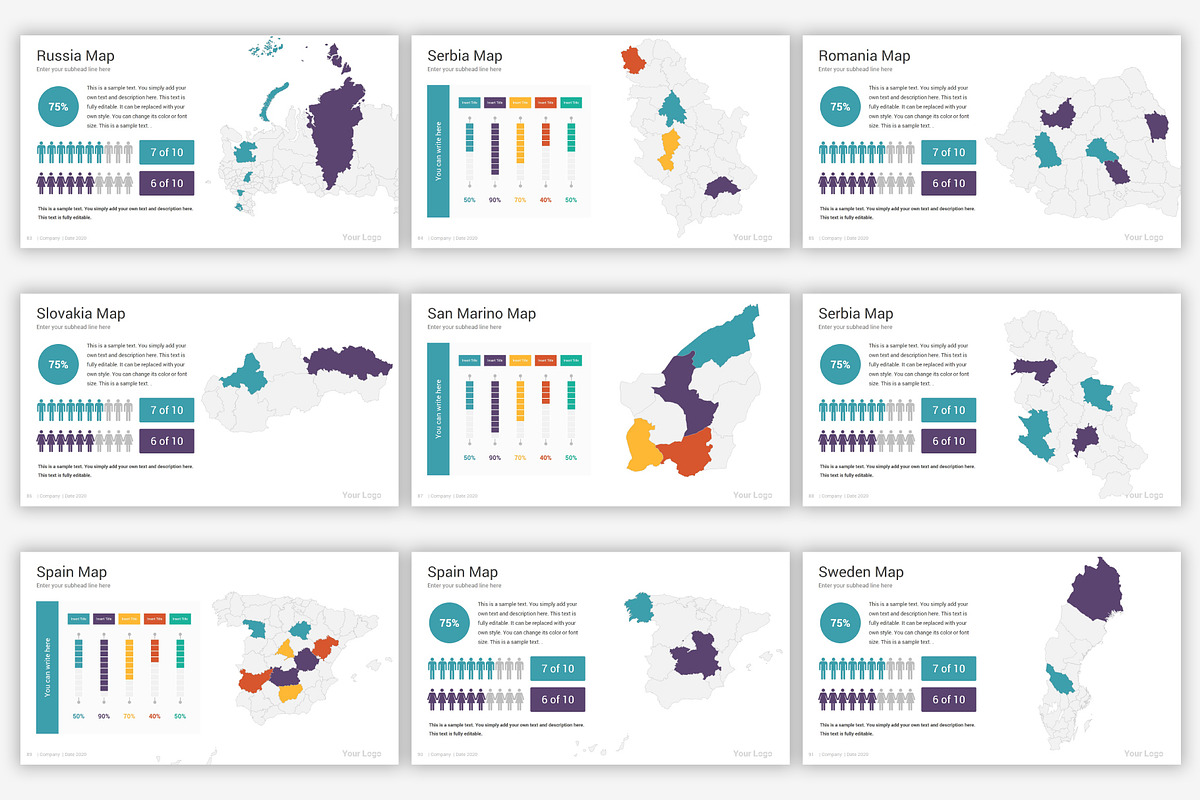 Maps PowerPoint infographics, a Presentation Template by SlideOne (Photo 14 of 31)