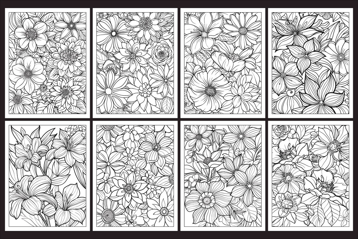 Stress Relief Flowers Coloring Pages, an Illustration by protabsorkar11 (Photo 3 of 8)