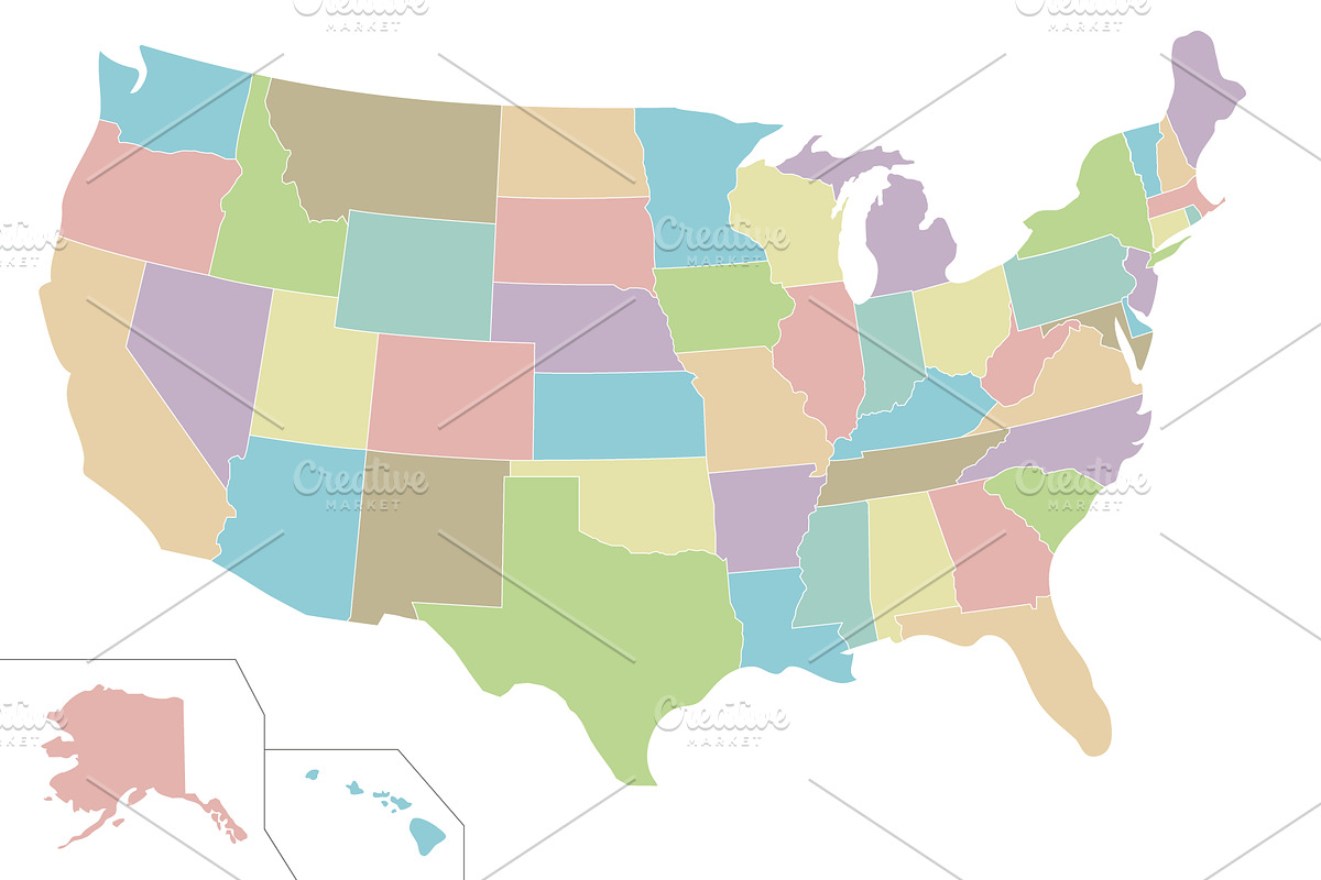 3x Colorful USA Maps, an Education Illustration by asantosg (Photo 3 of 4)