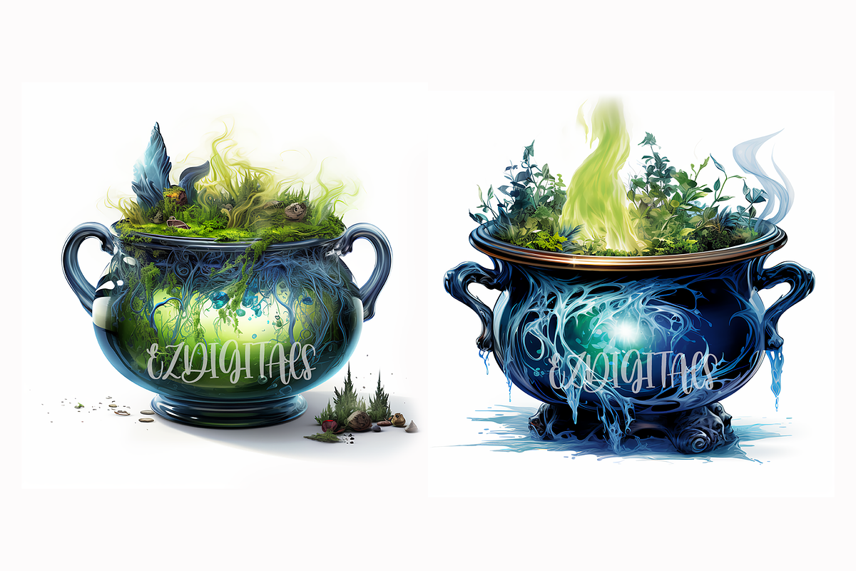 Halloween Cauldron Clipart Set Of 12, an Object Illustration by EzDigitals (Photo 2 of 7)