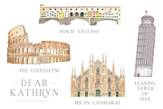 Watercolor Italian Landmarks, an Illustration by Dear Kathryn (Thumbnail 2 of 4)