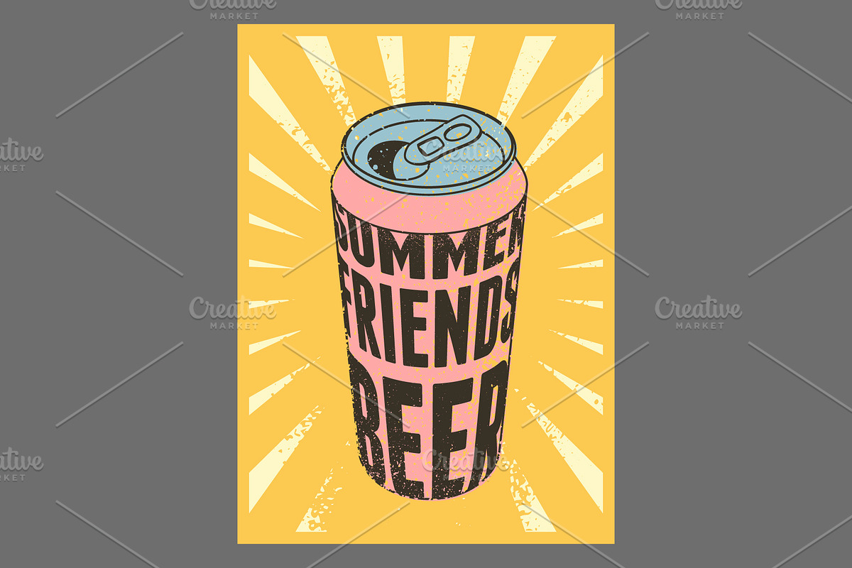 Summer Beer retro vector poster set, a Food Illustration by PoPaShop (Photo 4 of 12)