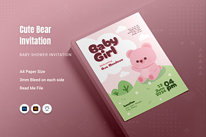 Cute Bear Baby Shower Invitation