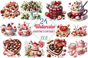 Valentine's Day Sweet Clipart Bundle, an Illustration by DreamCafeArt