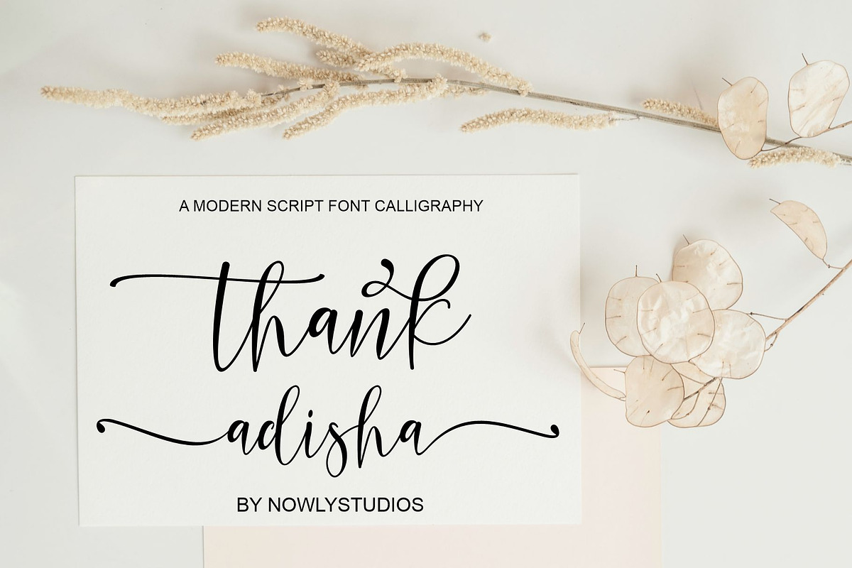 Adisha Script, a Script Font by Nowlystudios (Photo 7 of 7)