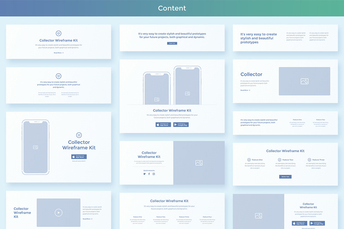 Collector Wireframe Web Kit, a Wireframe Template by Creatoly (Photo 4 of 7)
