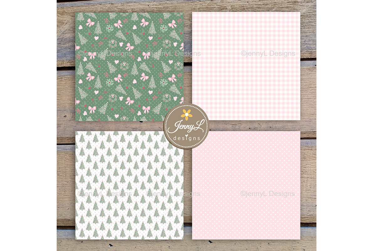 Coquette Christmas Digital Paper, a Pattern Graphic by JennyL Designs (Photo 3 of 8)