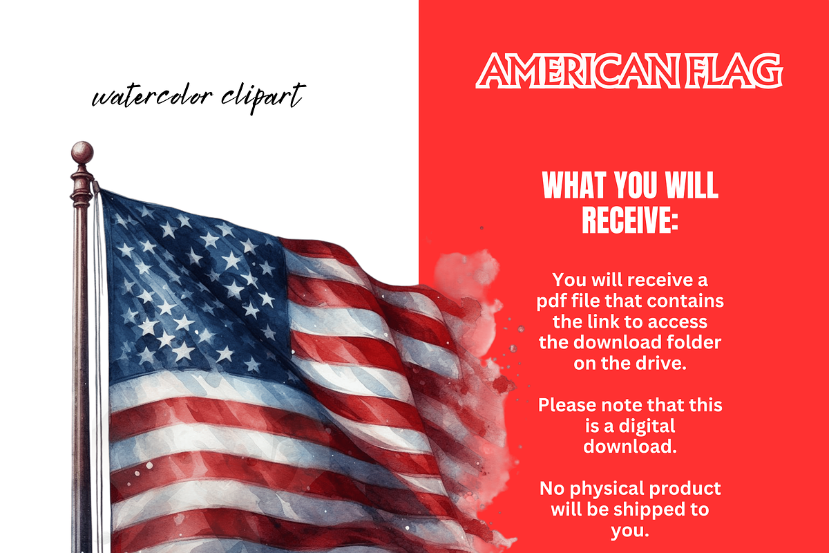 American Flag Clipart Bundle, USA, a Seasonal Illustration by VM PARTYS  BY TAIRUMA (Photo 10 of 10)
