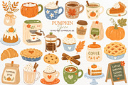 Pumpkin Spice Coffee Clipart Autumn, a Food Illustration by SugarCloudStudioArt (Thumbnail 1 of 6)