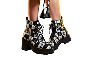 Black and White Checkered Boot Clip, an Object Graphic by Sharon Schwalbe (Thumbnail 2 of 3)