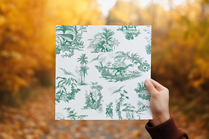 Dinosaur Toile De Jouy Pattern Set