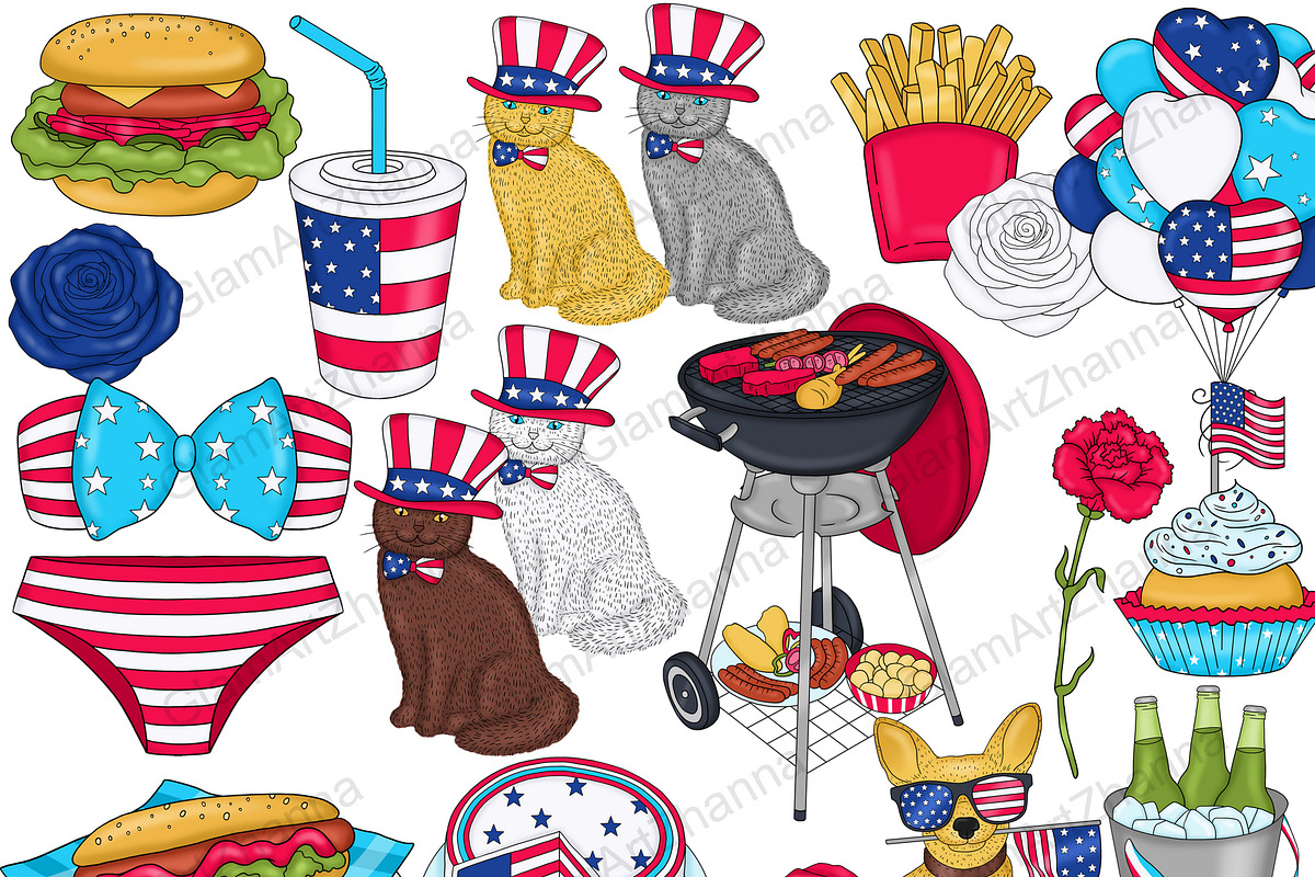 4th of July Clipart, a Seasonal Illustration by GlamArtZhanna (Photo 3 of 3)