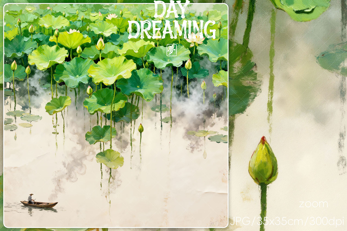 Serene Summer Lotus Pond, a Decorative Illustration by yahu88studio (Photo 1 of 3)