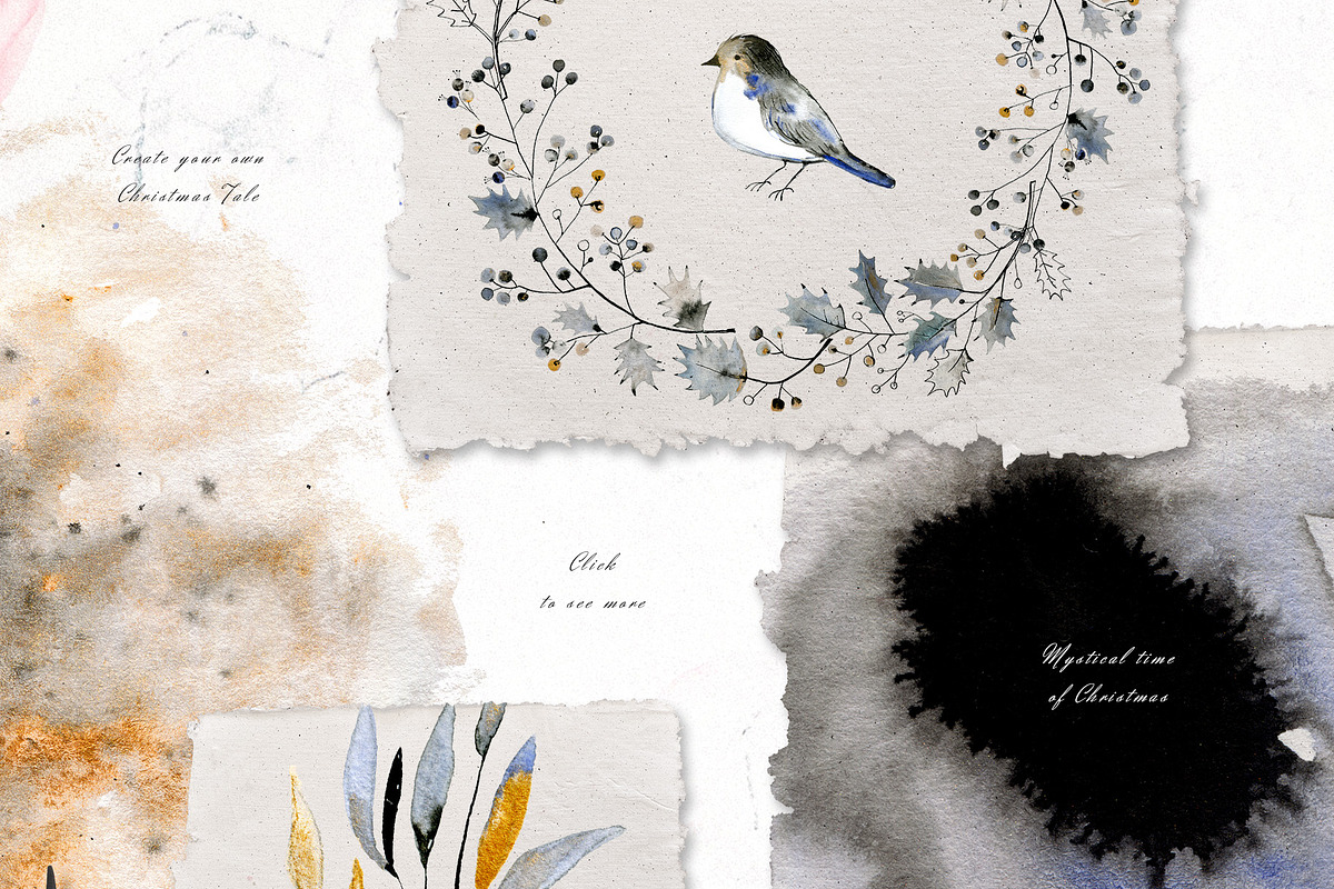 Noel Noir - Watercolor Christmas Set, an Illustration by Bibela (Photo 4 of 10)