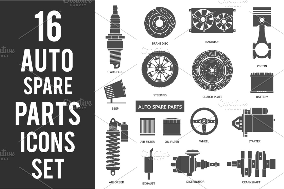 16 Auto Spare Parts Set, an Icon by Olha Kostiuk (Photo 2 of 10)