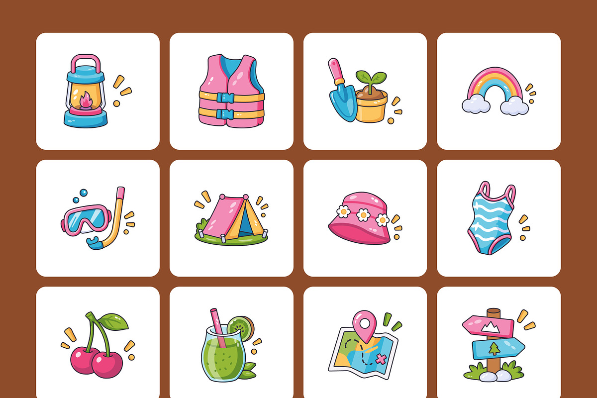 150 Summer Flat Icons Bundle, an Emoji Icon by Vectors Market (Photo 11 of 12)