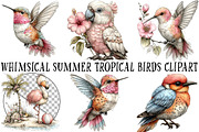 Whimsical Summer Tropical Birds Clip, an Illustration by OK Design (Thumbnail 2 of 6)