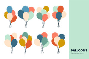 Holiday air balloons bunches set, an Object Illustration by Good Studio