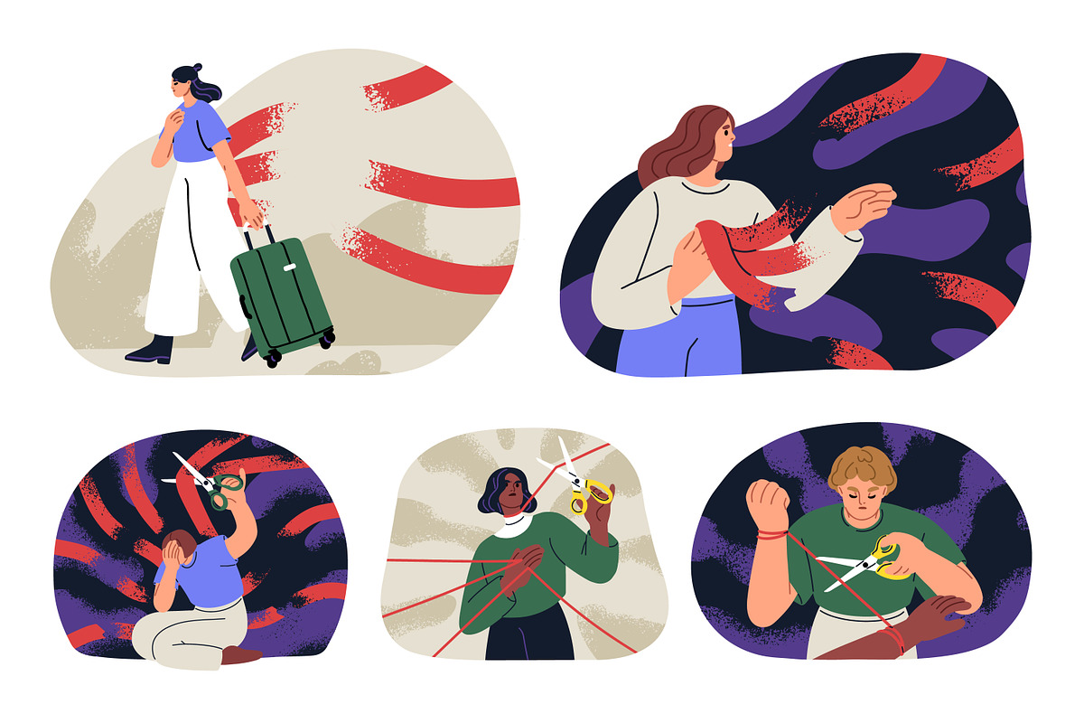 People cut ties, psychology concept, a Person Illustration by Good Studio (Photo 1 of 6)