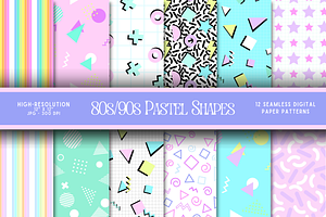 80s & 90s Pastel Shapes Patterns