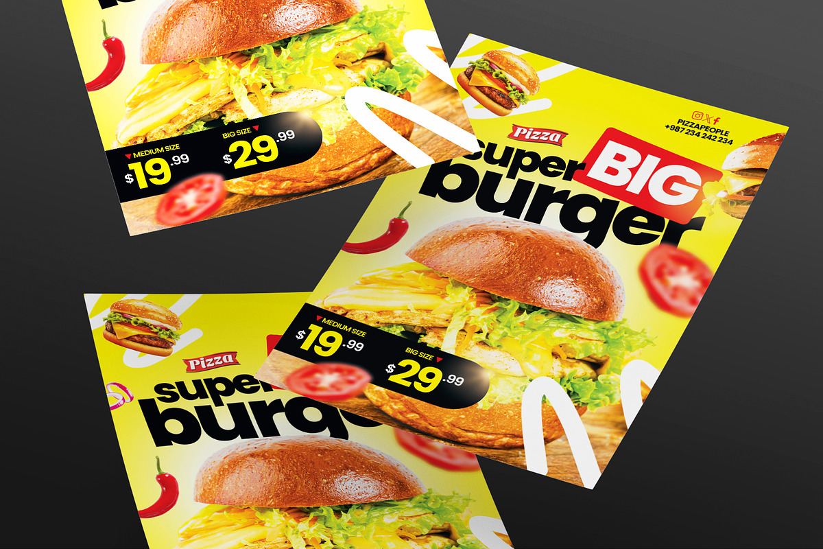 Fast Food Promo Flyer | Canva & PSD, a Flyer Template by Vintage Impressions (Photo 2 of 6)
