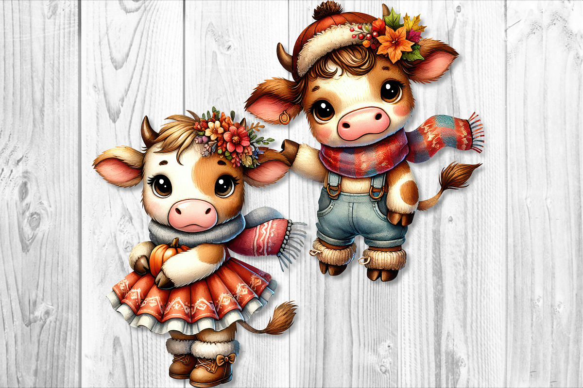 Cute Autumn Cow Clipart Sublimation, a Seasonal Illustration by V Design Creator (Photo 8 of 9)