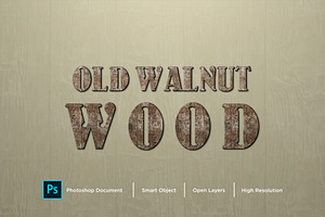 Old Walnut Wood Text Effect & Layer