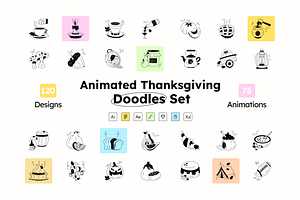 Animated Thanksgiving Doodle Icons