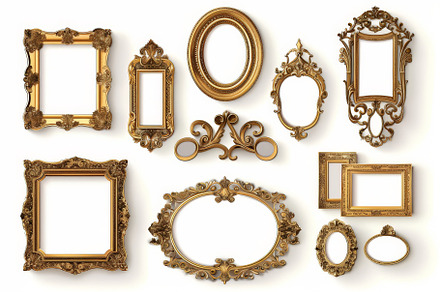 Set of Golden and wooden frames, Dec, a Background Photo by Pixeness