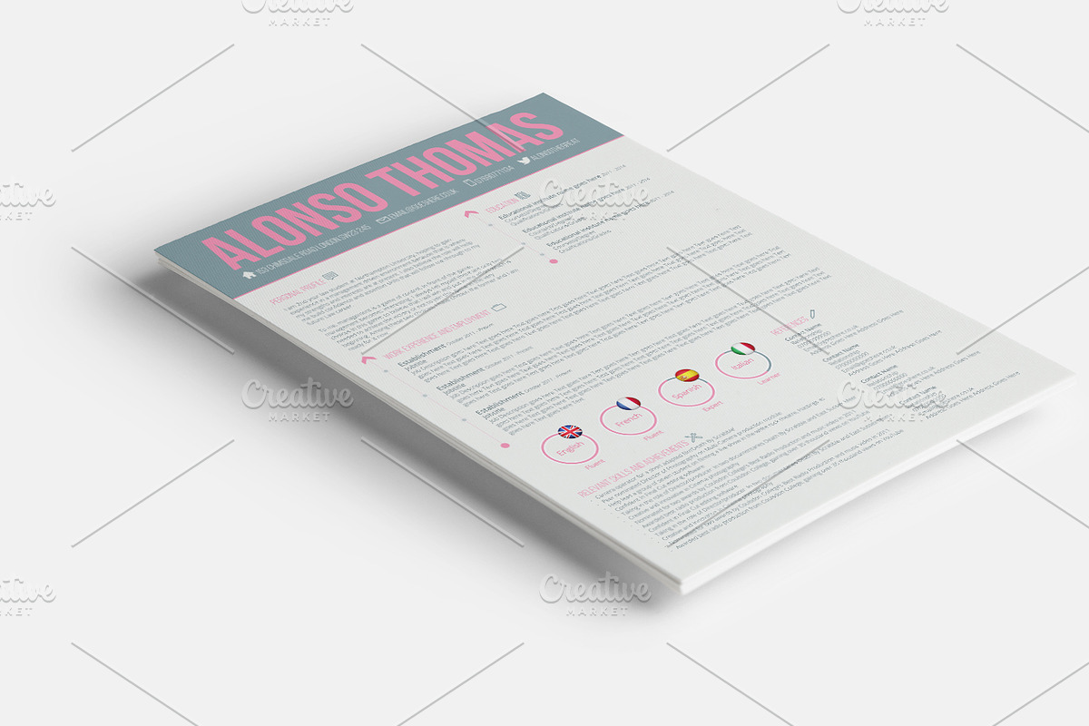 Bubblegum CV/Resume + Business Card, a Resume Template by Valeur Design (Photo 3 of 6)