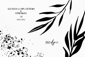 Leaves Splatters Strokes SVG Clipart