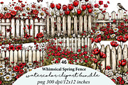 whimsical spring fence clipart, an Illustration by GatewayDesign (Thumbnail 1 of 9)