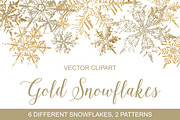 Gold Snowflakes Vector Clipart, an Object Graphic by Galina Ivanova (Thumbnail 1 of 5)