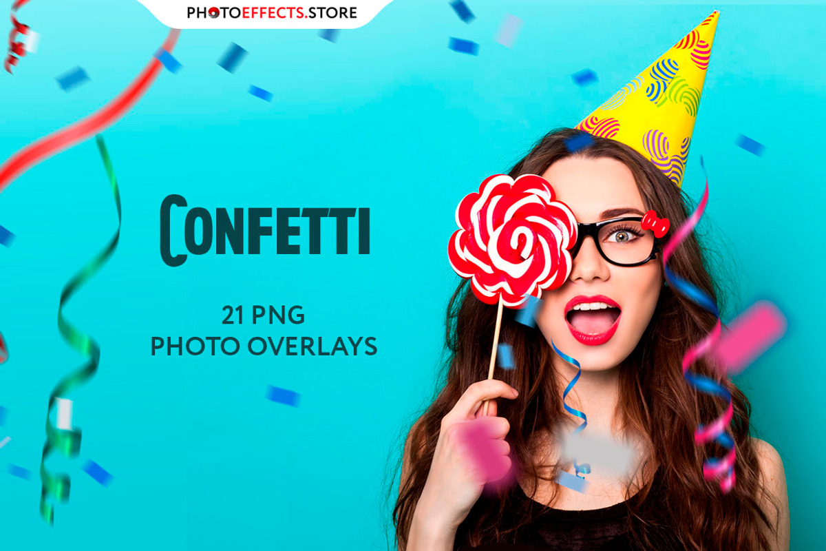 21 Confetti Photo Overlays, a Layer Style Add-On by PhotoEffects.Store (Photo 1 of 8)