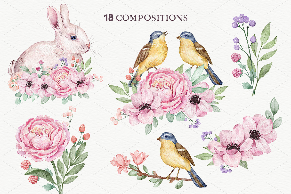 SALE! Fluffy Creatures - Watercolor, a Decorative Illustration by Irina Diasli (Photo 4 of 15)