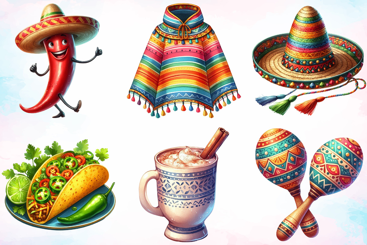 Watercolor Cinco De Mayo Clipart PNG, an Illustration by Canvas Craft (Photo 2 of 3)