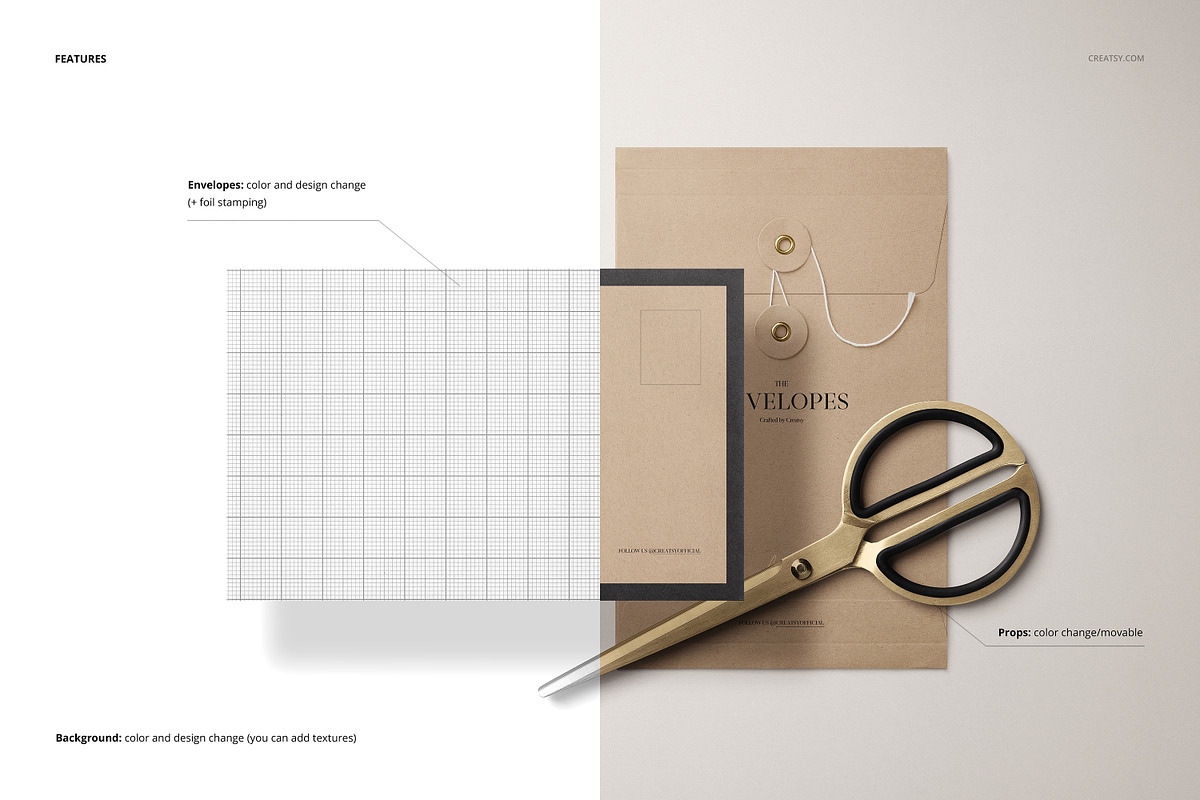 String Envelope Mockup Set, a Product Mockup by creatsy5
