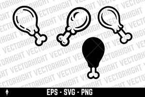 Cooked chicken leg, an Icon by Vectorhight