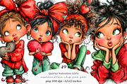 Quirky Valentine Girl Clipart Bundle, an Illustration by SinaCreation (Thumbnail 1 of 11)