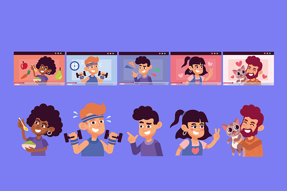 Vlogging Characters Illustration Set preview 2