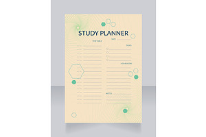 School Study Planner Worksheet