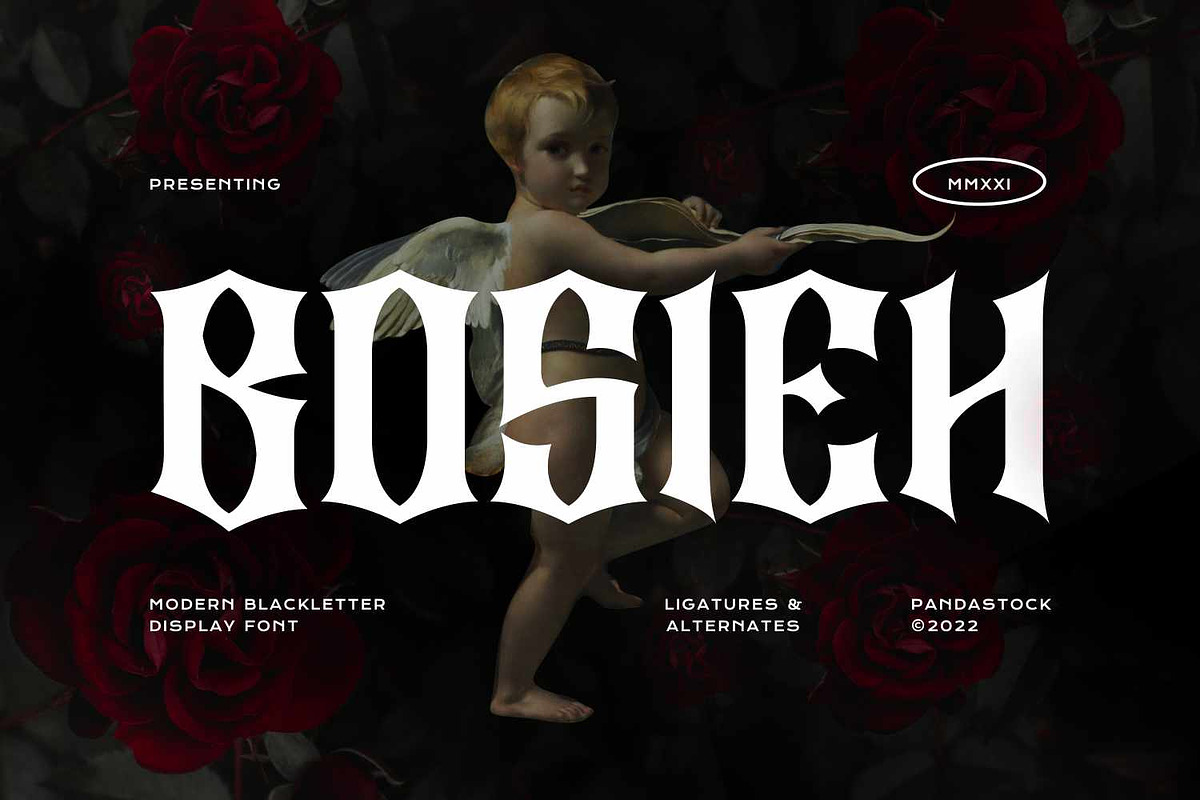 Bosieh - Modern Blackletter, a Blackletter Font by Imoodev (Photo 1 of 5)