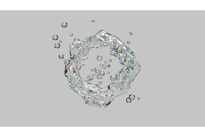 3D liquid splash with iridescent