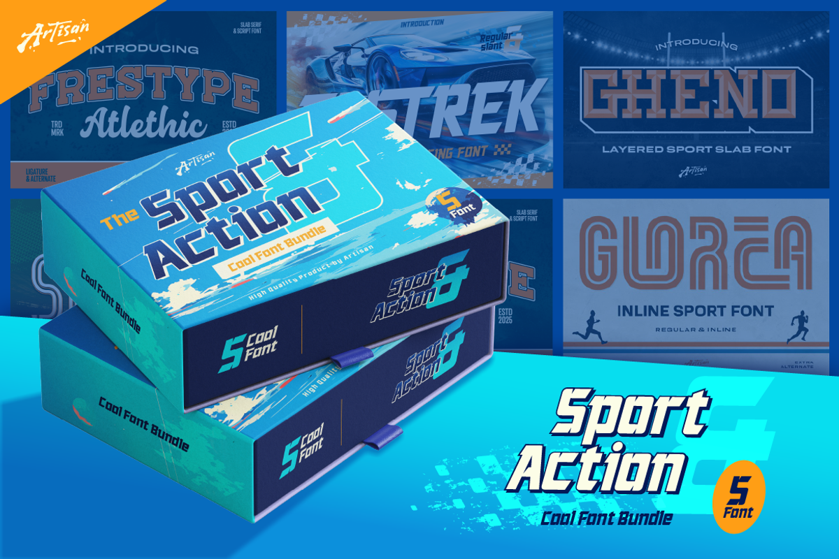 Sport and Action Font Bundle, a Slab Serif Font by Artisan Themes (Photo 1 of 7)