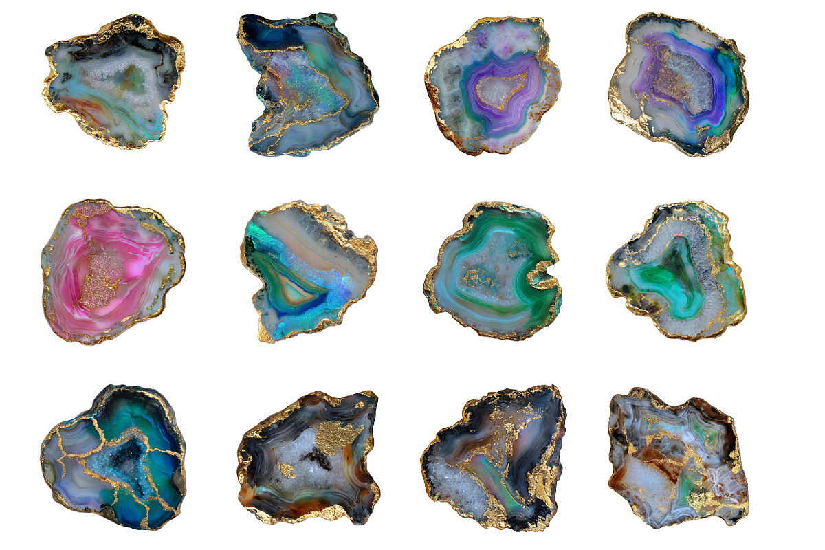 Gold Foil Agate Clipart, an Illustration by Designworld (Photo 2 of 5)