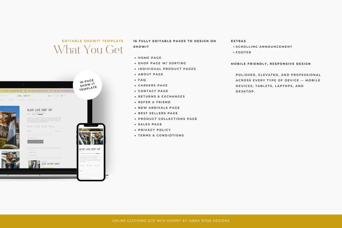 Trendy Online Clothing Showit Site, a Websites & App Template by ammarosedesignsllc (Photo 3 of 8)