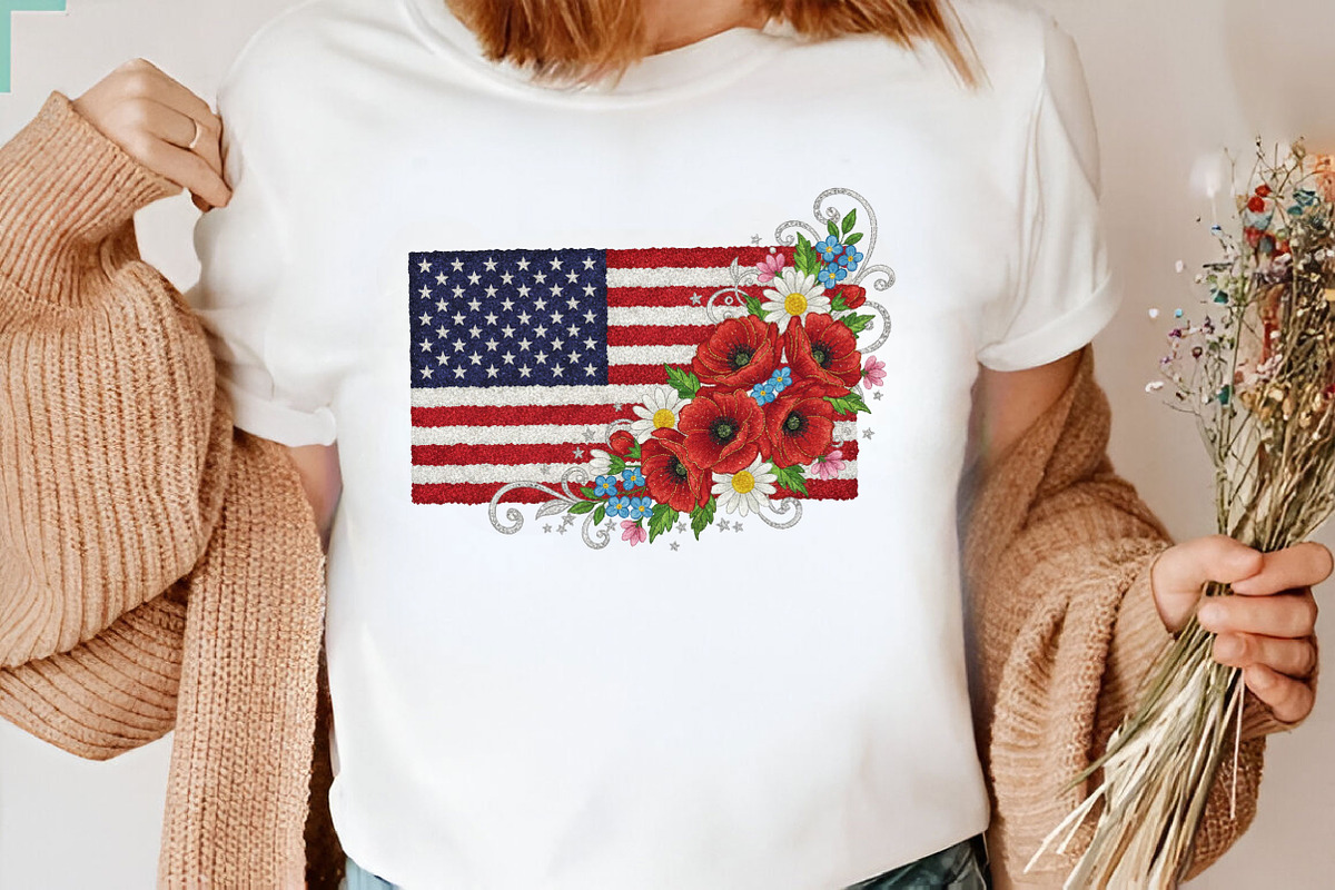 Faux Yarn American Flag Flower Png, an Illustration by Designking (Photo 6 of 6)